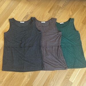 Women's Maternity Nursing Tank Tops - Black, Brown, and Green